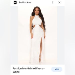 FashionNova white cutout ‘Fashion Month Maxi Dress’